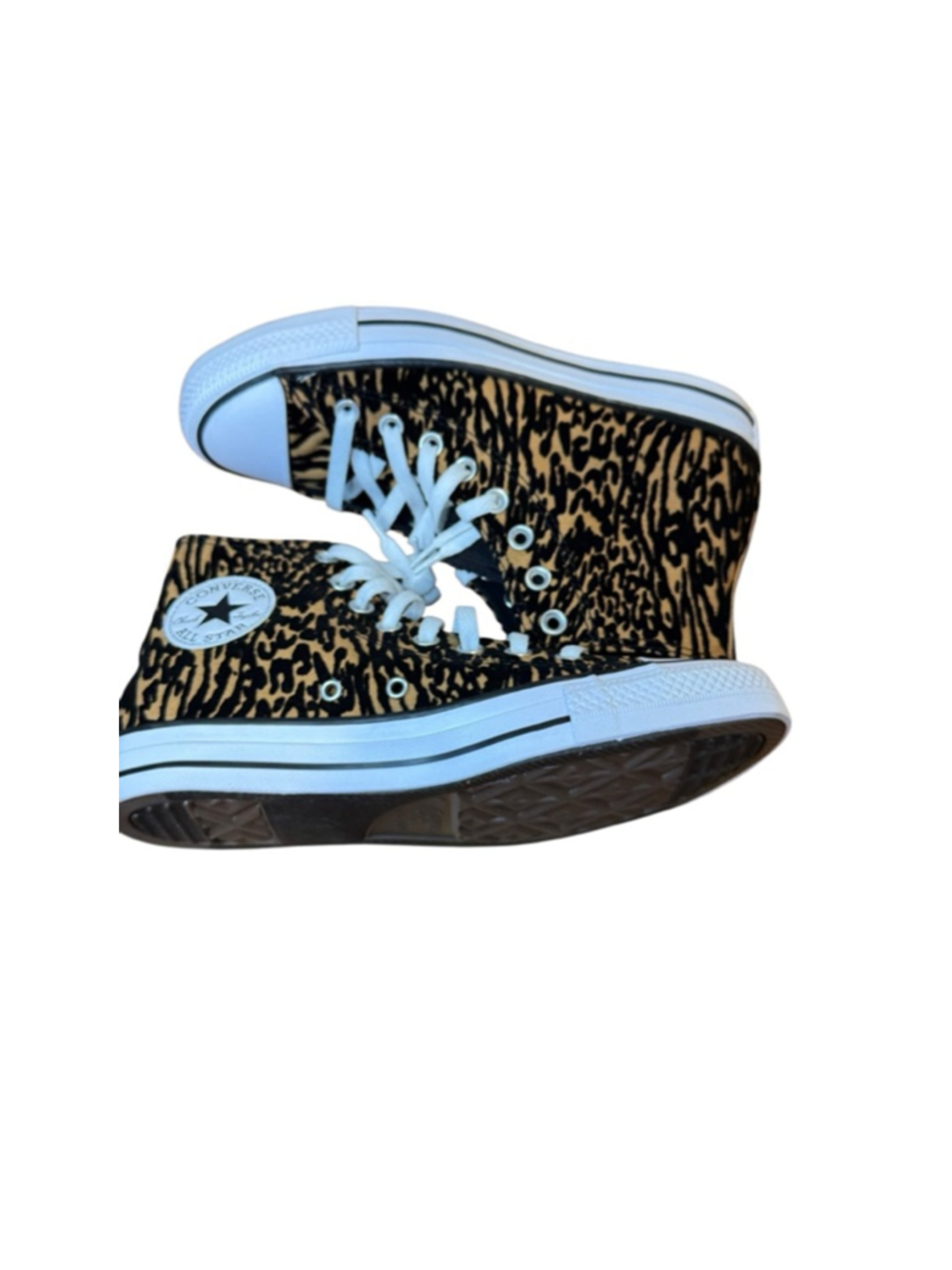 Women's Converse Leopard Print High Top Sneakers 8.5 Brown/Black - Picture 1 of 6